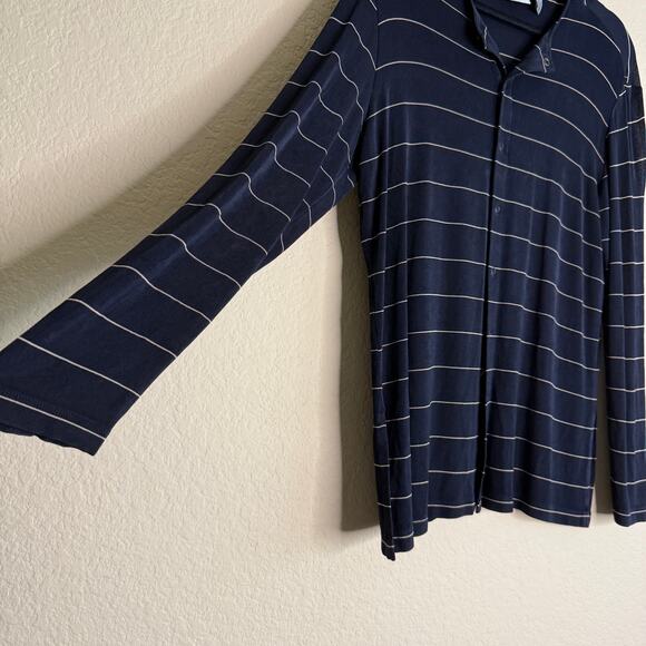 Chico's Travelers Top Women Medium Striped Long Sleeve Vacation Nautical Preppy - Picture 8 of 14